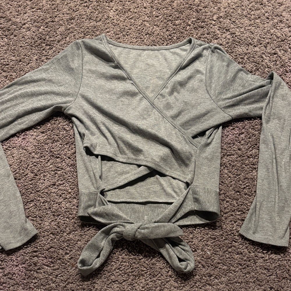 Gray Wrap Top
